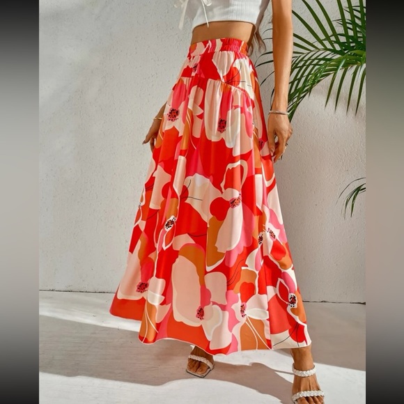 Bohemian Floral Tropical Print Maxi Skirt - Picture 1 of 12